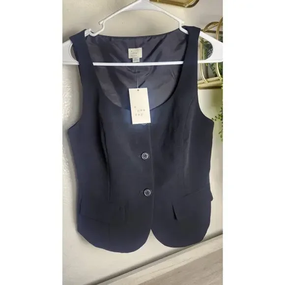 Women's A New Day Tailored Layering Button Down Vest Black Size XS - Picture 3 of 3